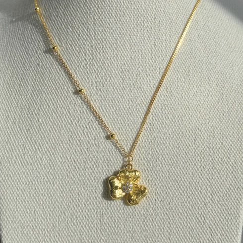Floral Pendant Gold Necklace - Gold Vermeil